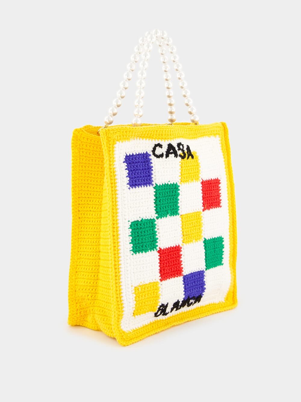 CasablancaChecked Crochet-Knit Tote Bag at Fashion Clinic