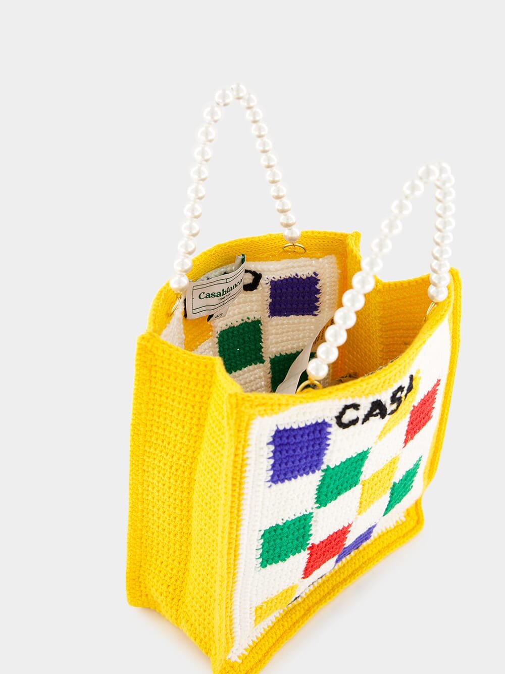 CasablancaChecked Crochet-Knit Tote Bag at Fashion Clinic