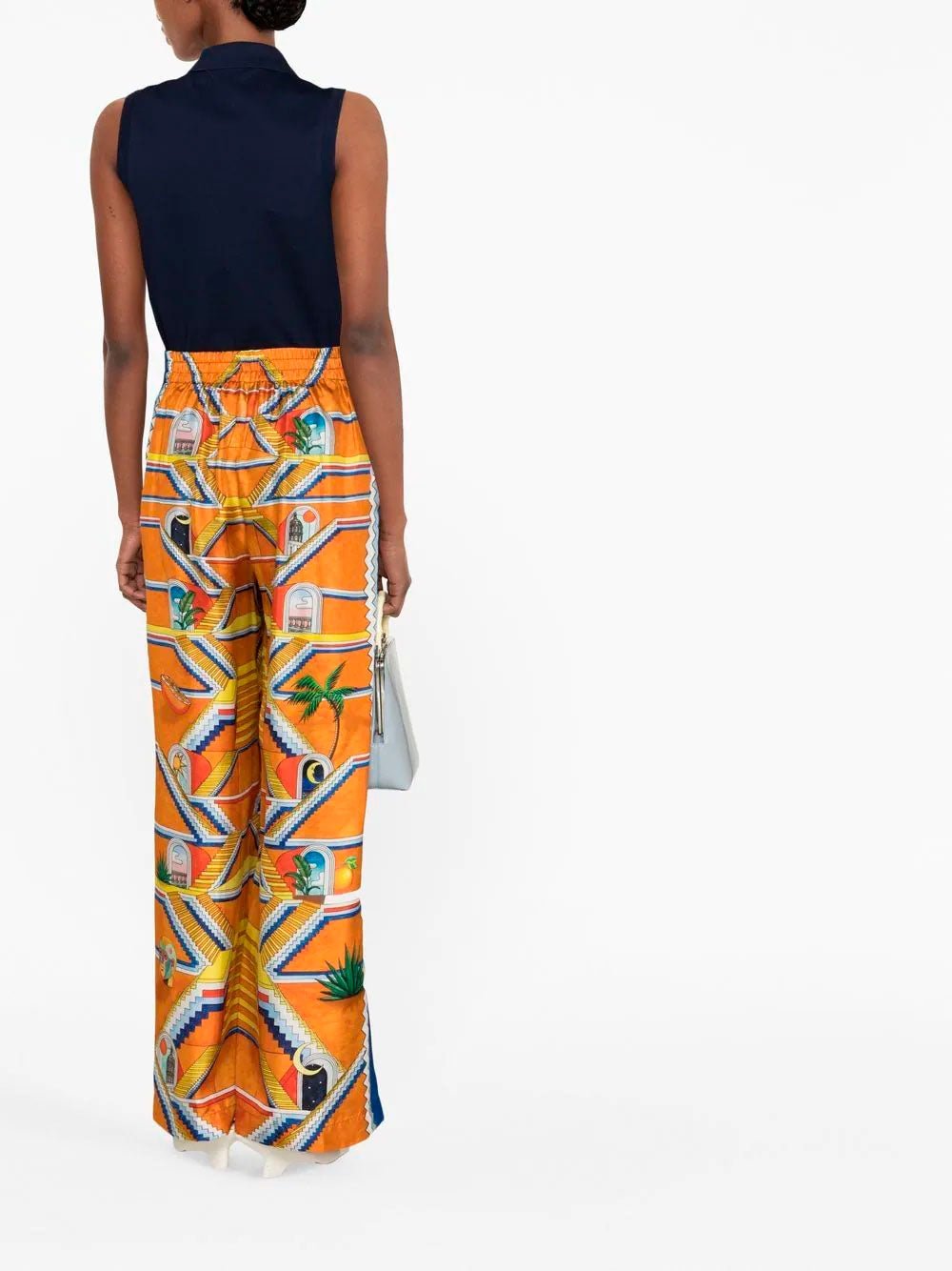 CasablancaEscalier Infini Silk Wide Leg Trousers at Fashion Clinic