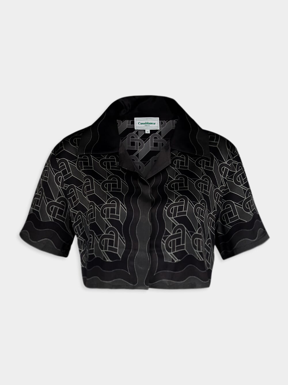 CasablancaHeart Monogram-Print Cropped Shirt at Fashion Clinic