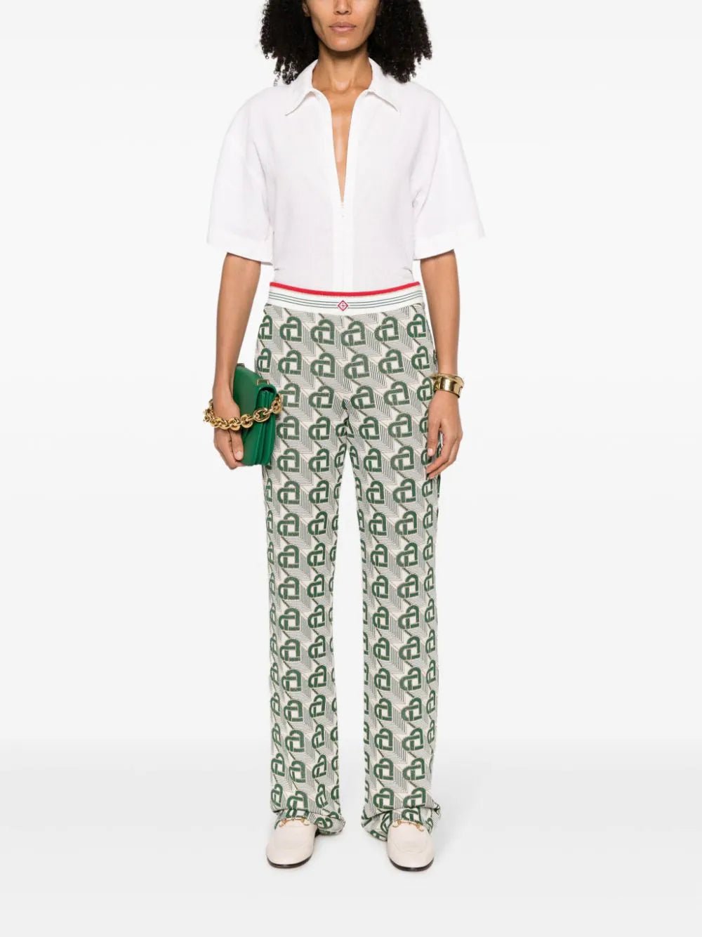 CasablancaHeart-Motif High-Waisted Trousers at Fashion Clinic