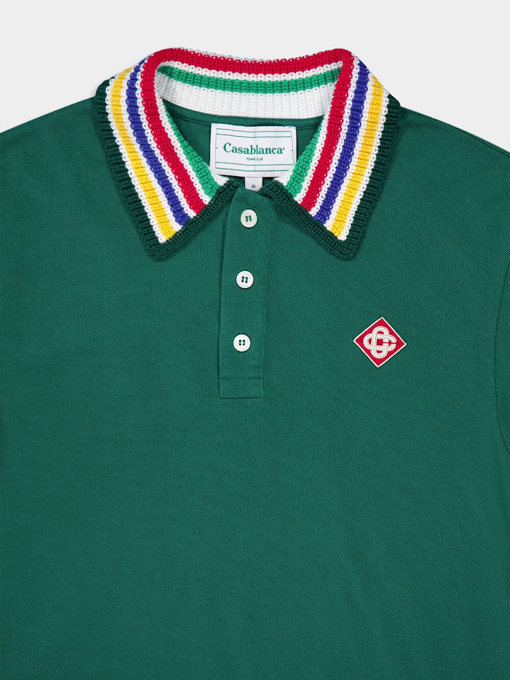 CasablancaKnitted-Collar Cotton Green Polo-Shirt at Fashion Clinic