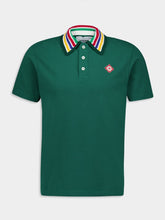 Casablanca Knitted-Collar Cotton Green Polo-Shirt