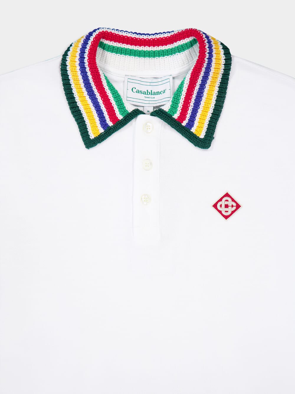 CasablancaKnitted-Collar Cotton White Polo-Shirt at Fashion Clinic