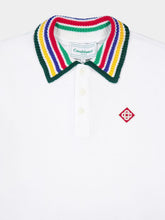 Casablanca Knitted-Collar Cotton White Polo-Shirt