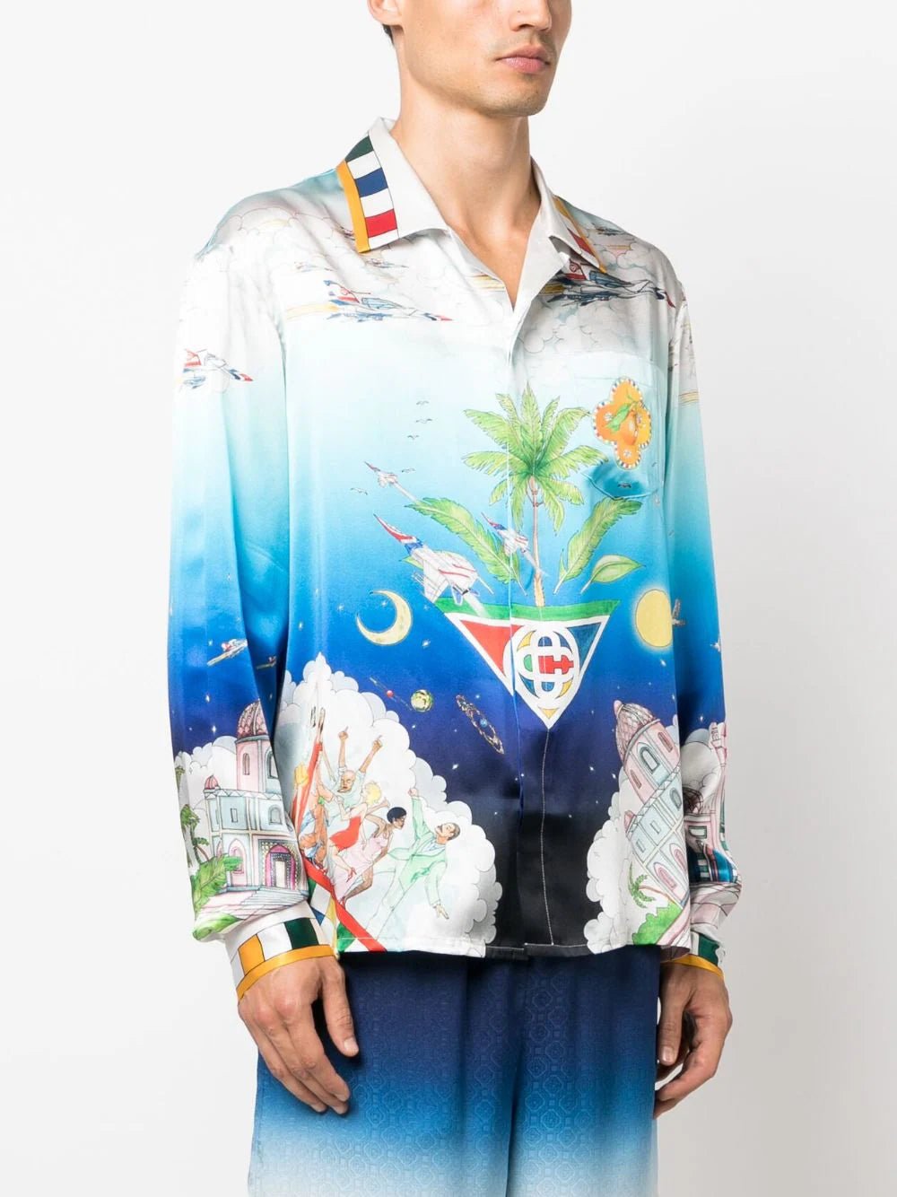 CasablancaLe Dimension Illustration Silk Shirt at Fashion Clinic