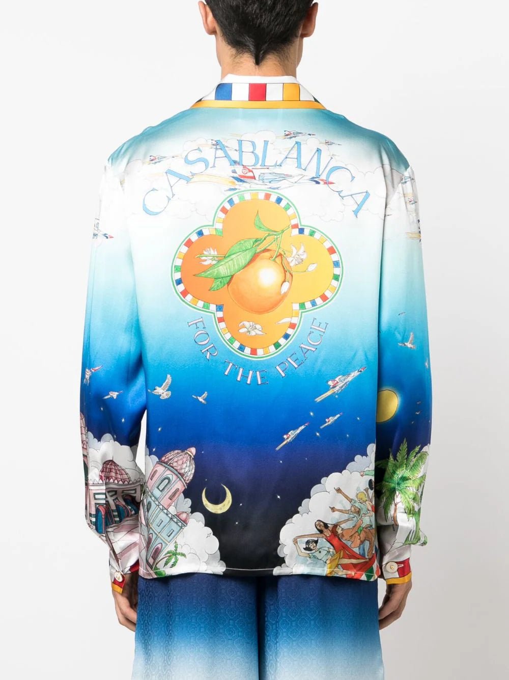 CasablancaLe Dimension Illustration Silk Shirt at Fashion Clinic