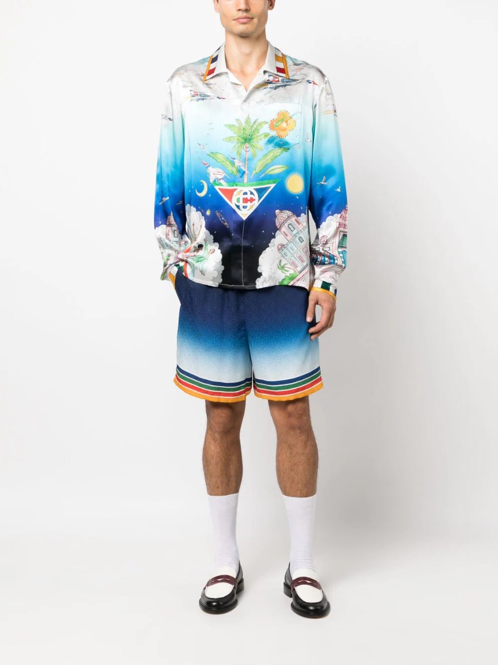 CasablancaLe Dimension Illustration Silk Shirt at Fashion Clinic