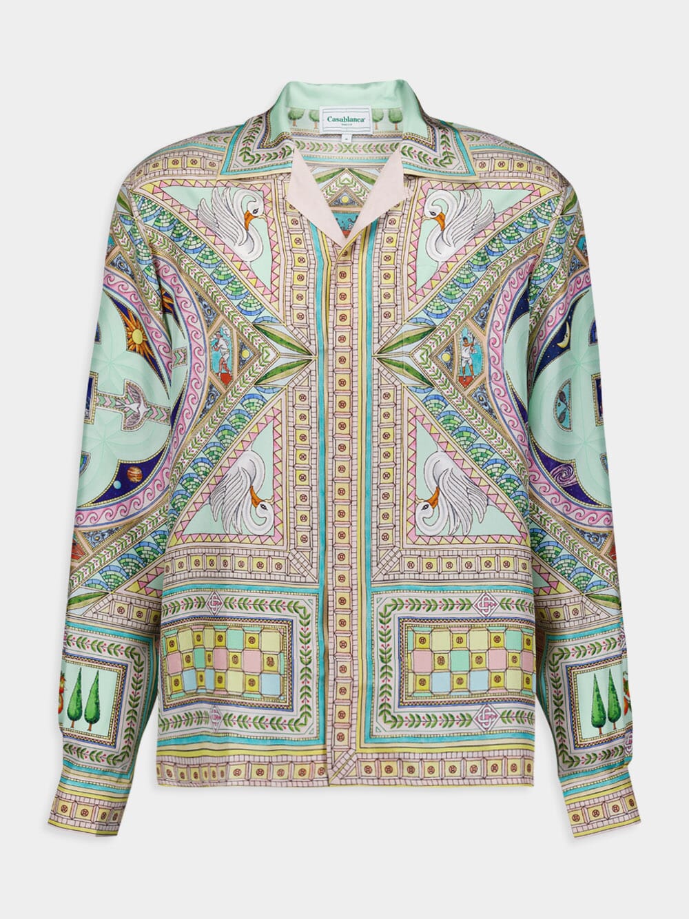 CasablancaLe Labyrinthe-Print Silk Shirt at Fashion Clinic