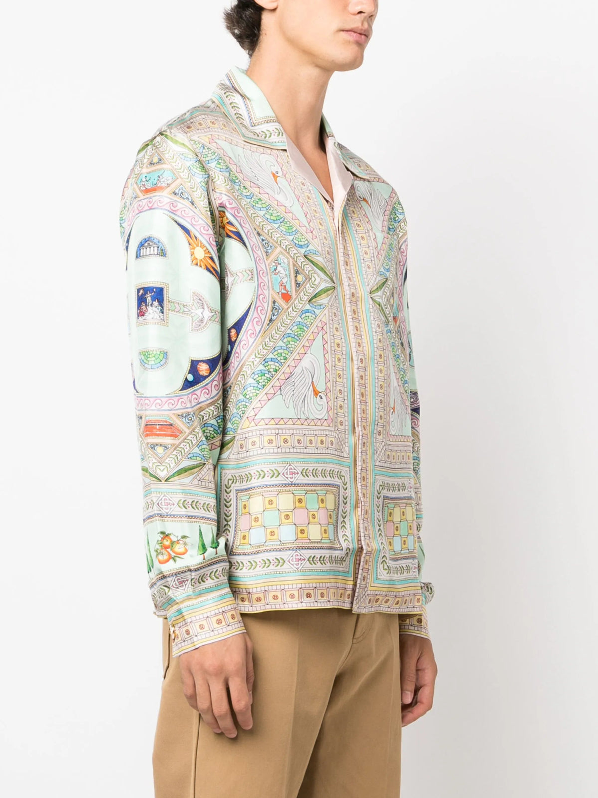 CasablancaLe Labyrinthe-Print Silk Shirt at Fashion Clinic