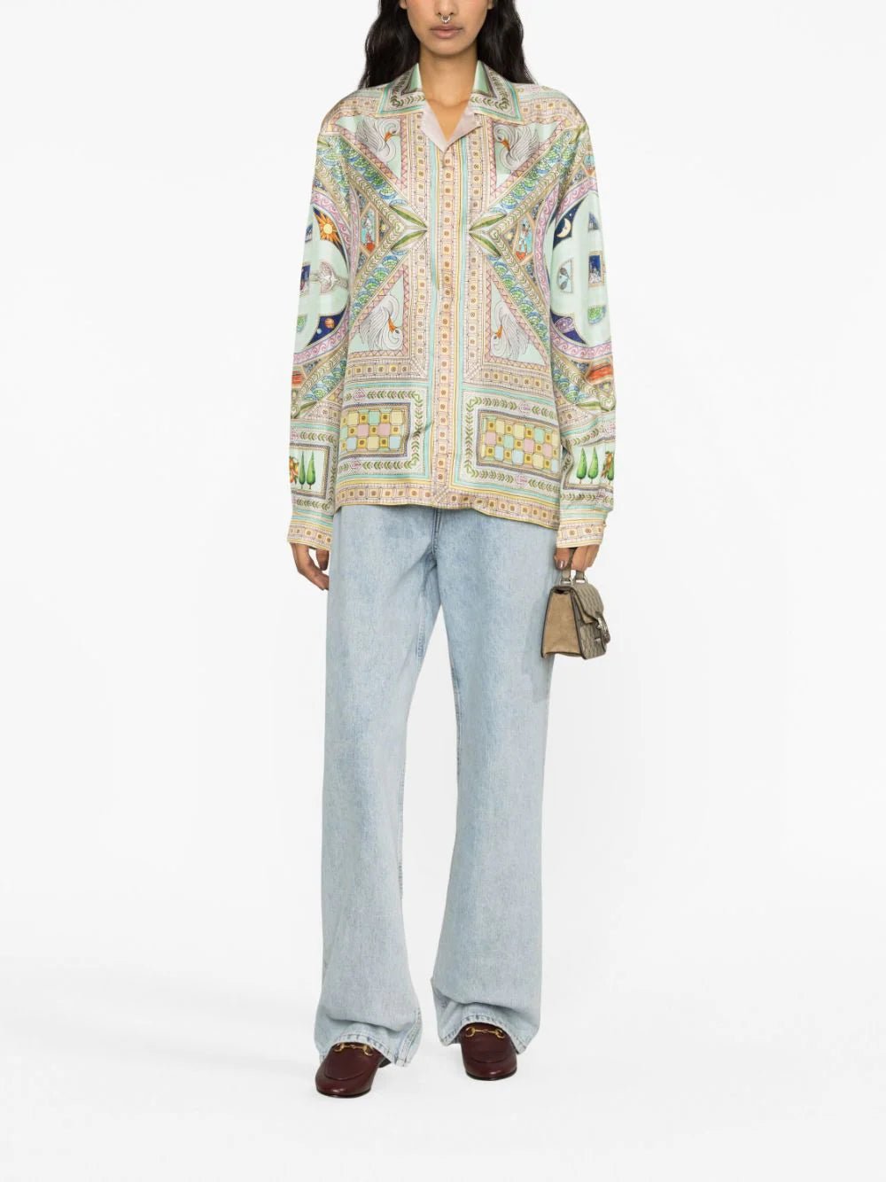 CasablancaLe Labyrinthe-Print Silk Shirt at Fashion Clinic