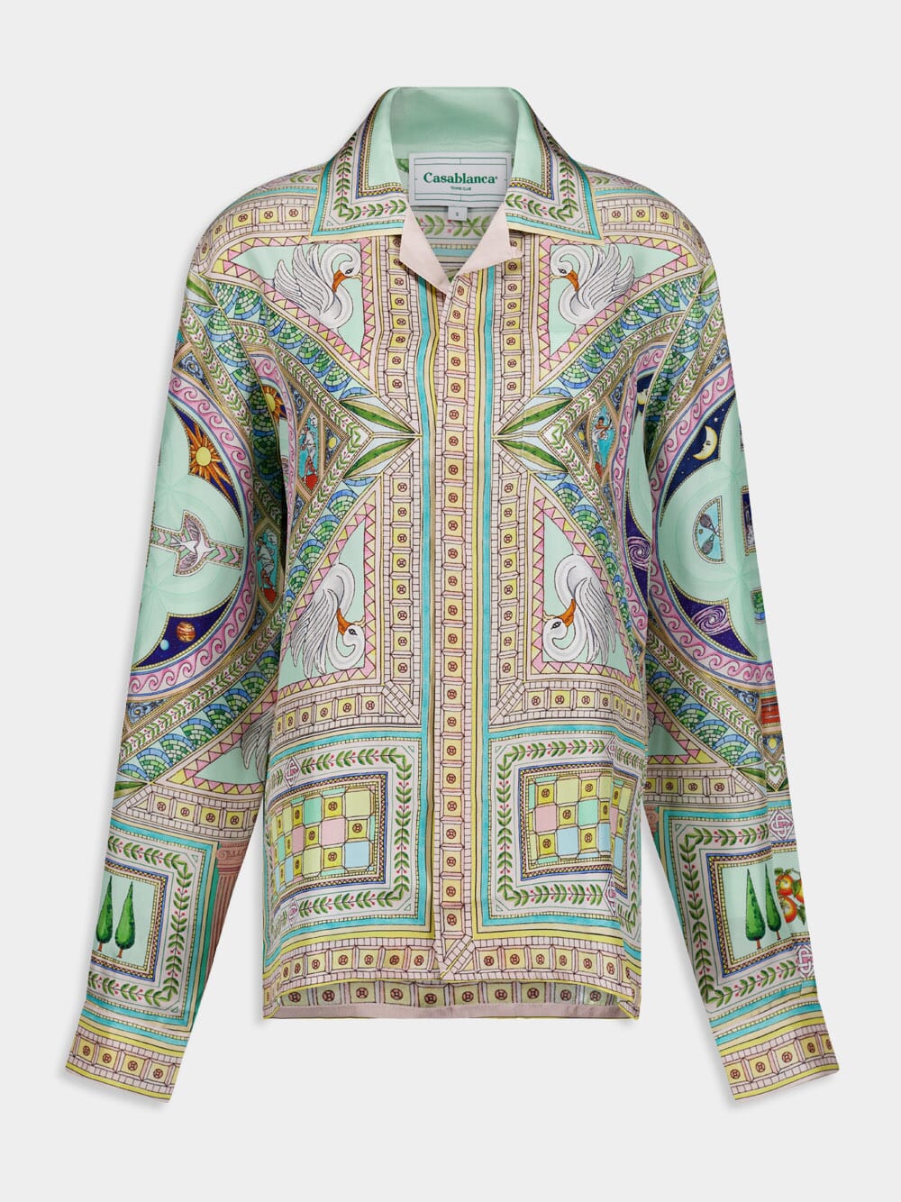 CasablancaLe Labyrinthe-Print Silk Shirt at Fashion Clinic