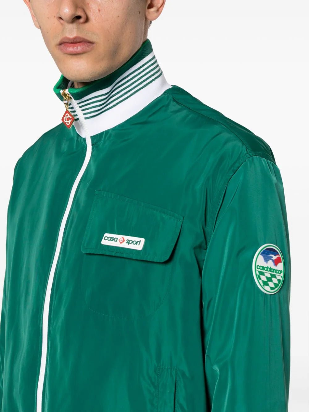 CasablancaLogo-Patch Green Track Jacket at Fashion Clinic