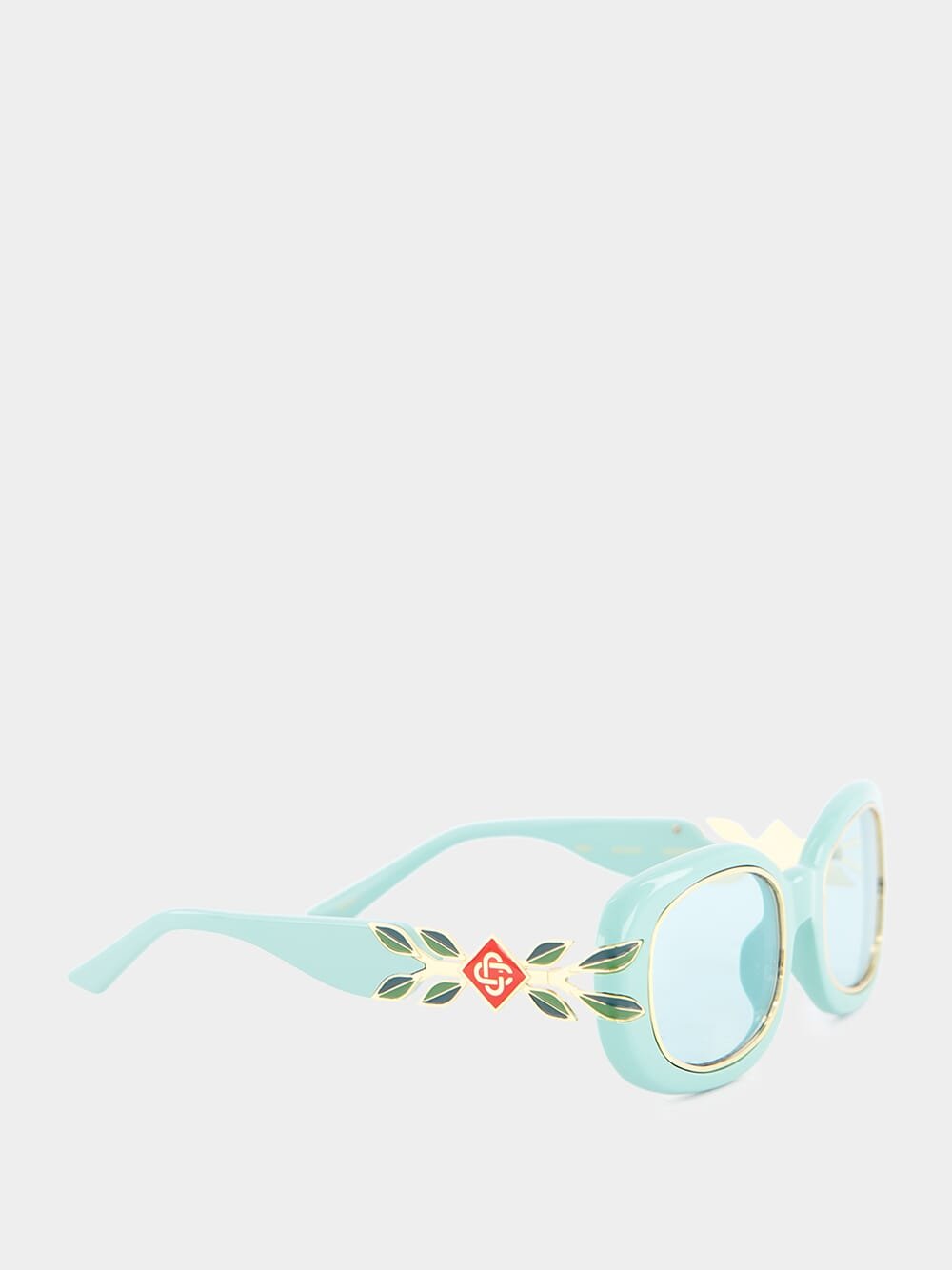 CasablancaOval Blue Sunglasses W/Laurel Detail at Fashion Clinic