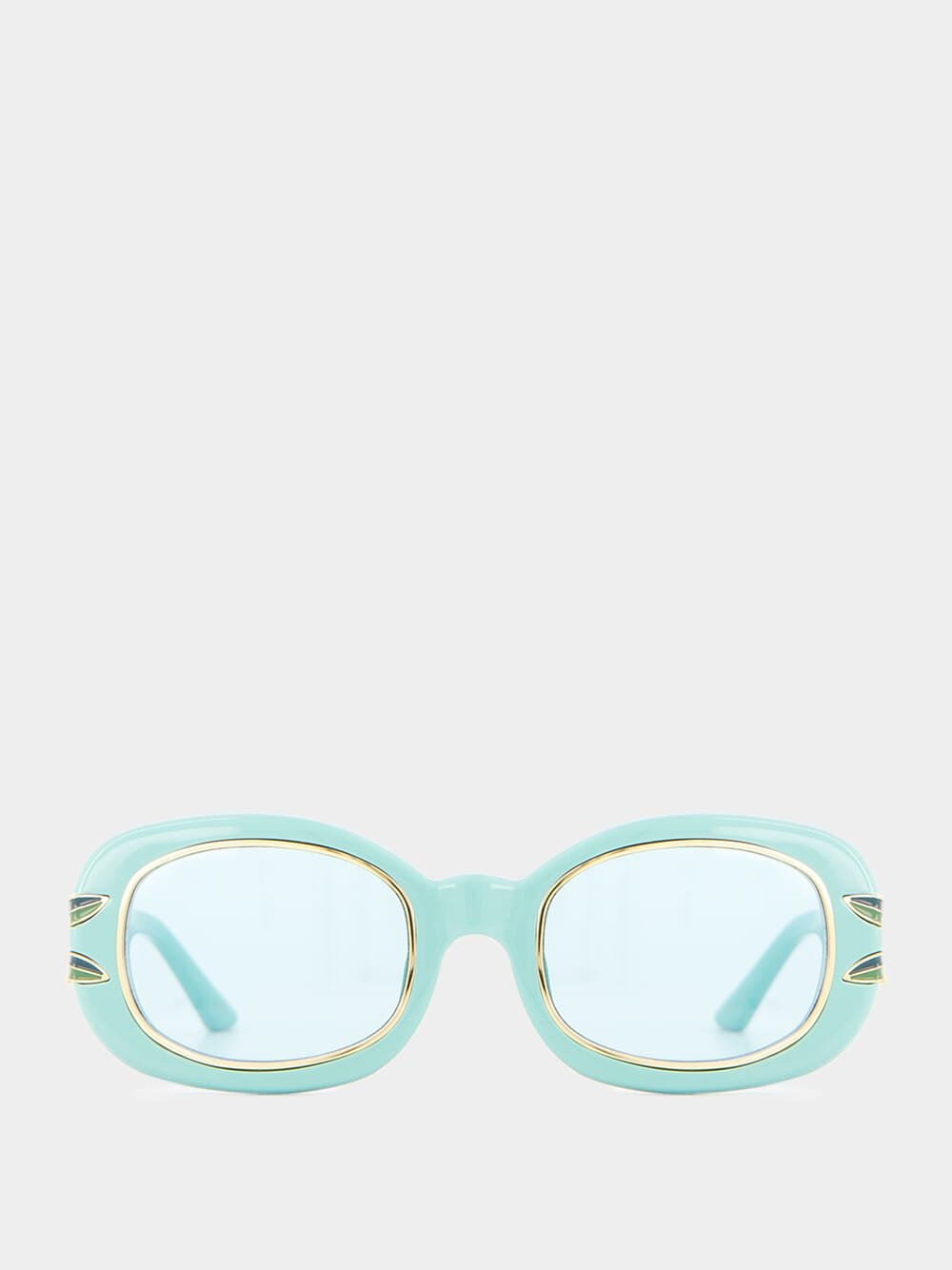 CasablancaOval Blue Sunglasses W/Laurel Detail at Fashion Clinic