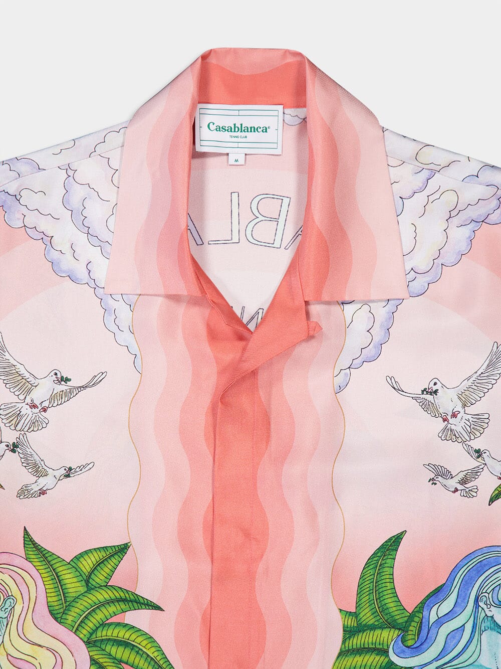 CasablancaPaix Et Amour Tennis Club-Print Silk Shirt at Fashion Clinic