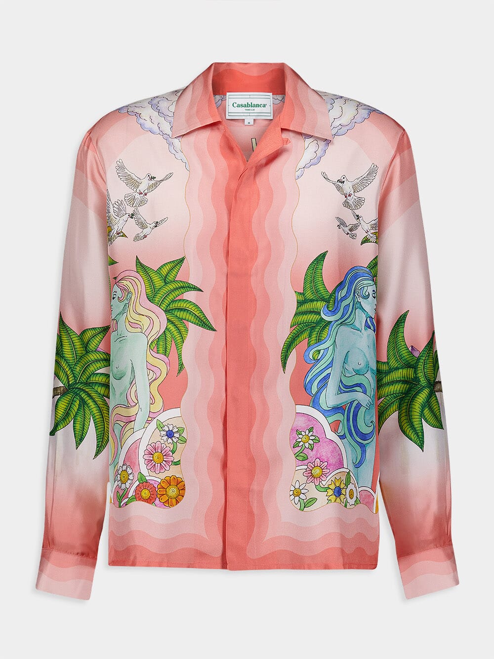 CasablancaPaix Et Amour Tennis Club-Print Silk Shirt at Fashion Clinic