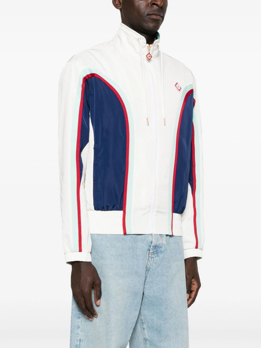 CasablancaPanelled Mock Neck Track Jacket at Fashion Clinic