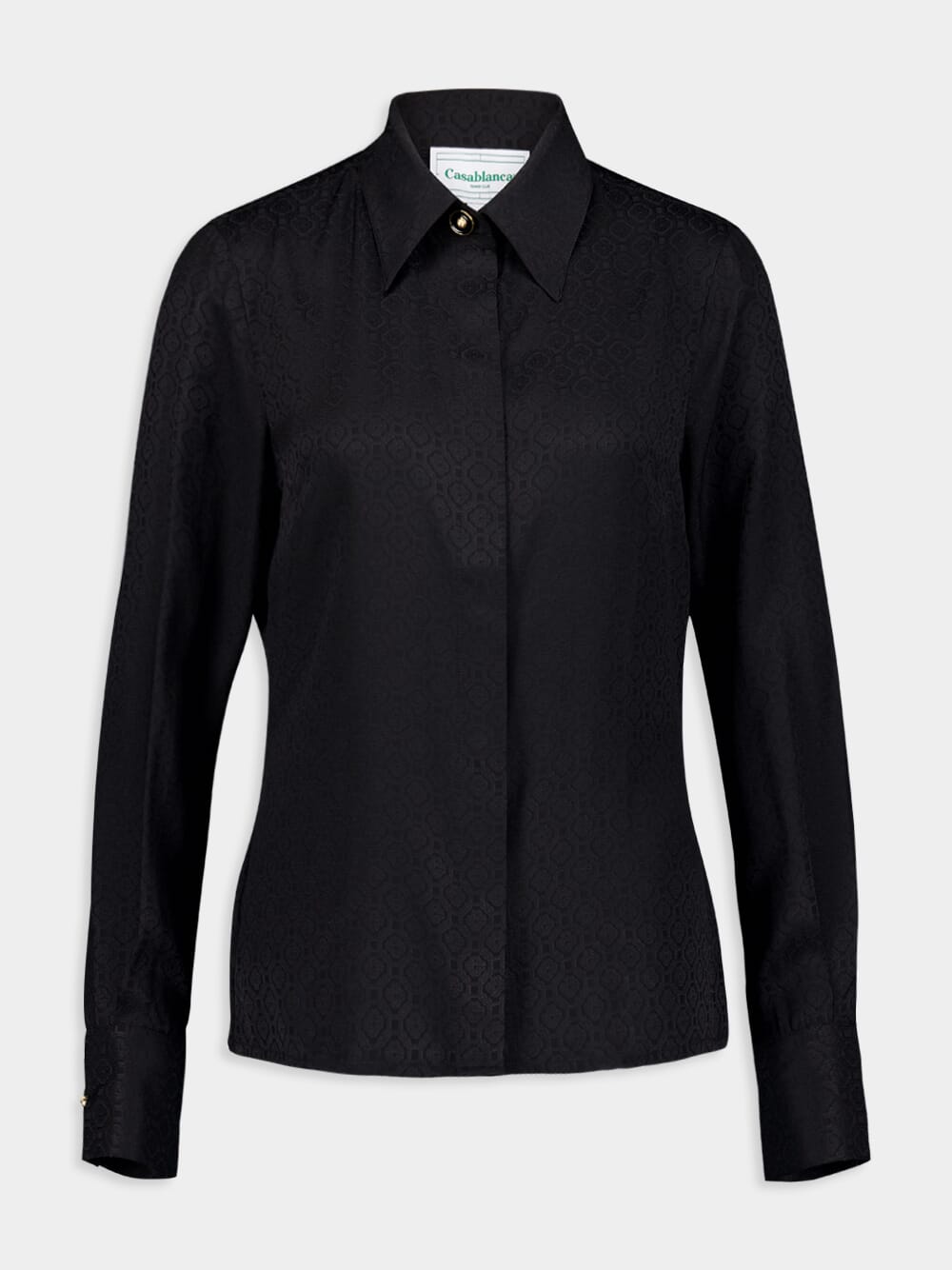 CasablancaStraight-Point Colar Silk Shirt at Fashion Clinic