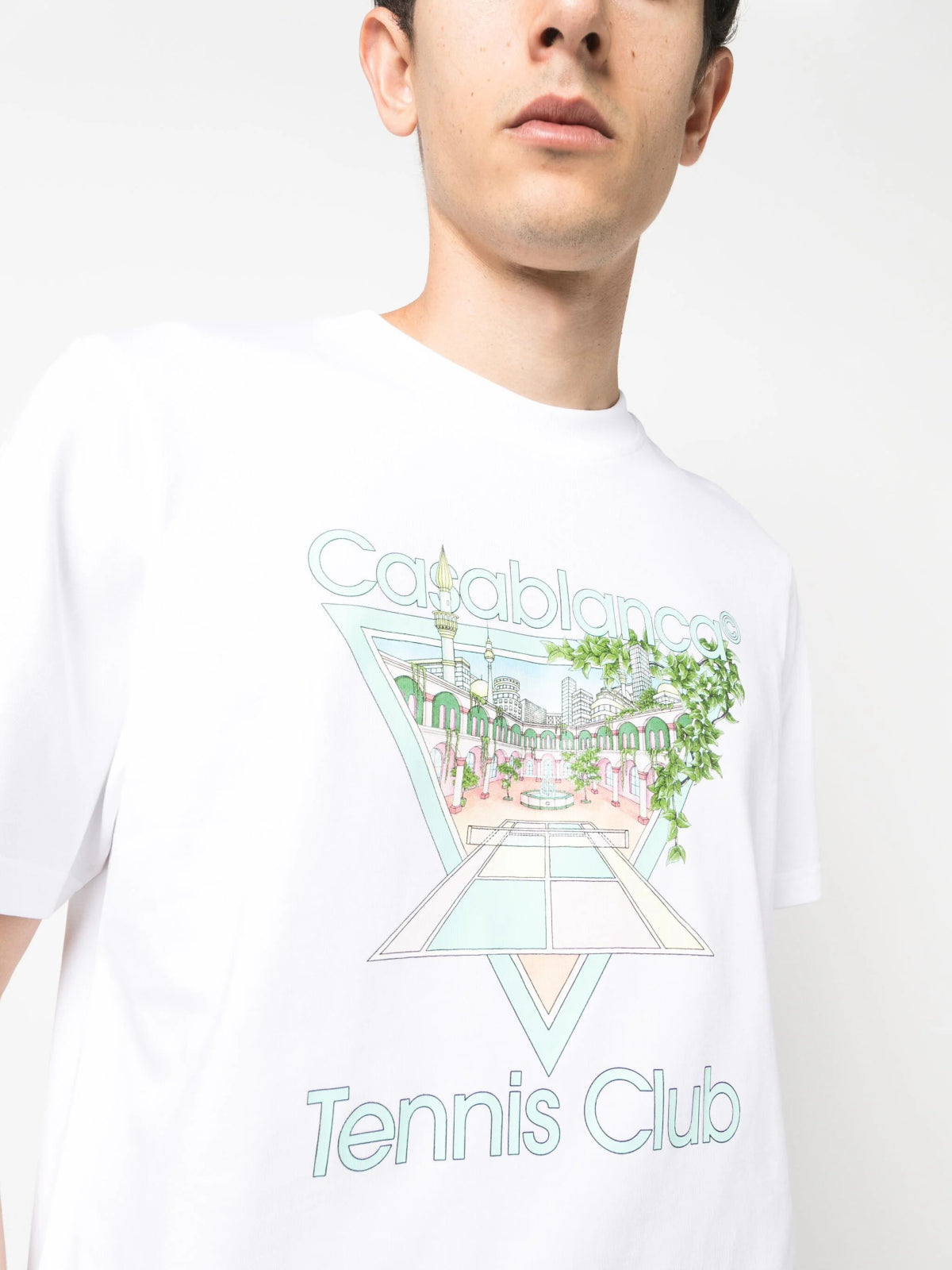 CasablancaTennis Club Icon Cotton T-Shirt at Fashion Clinic