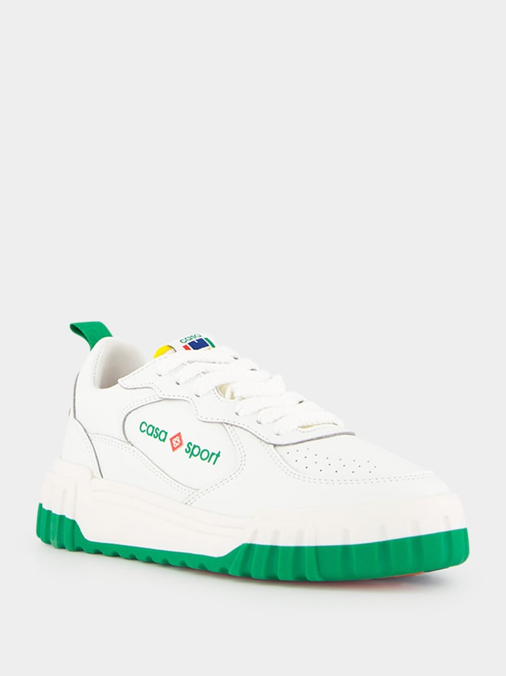 CasablancaThe Court White & Green Sneaker at Fashion Clinic