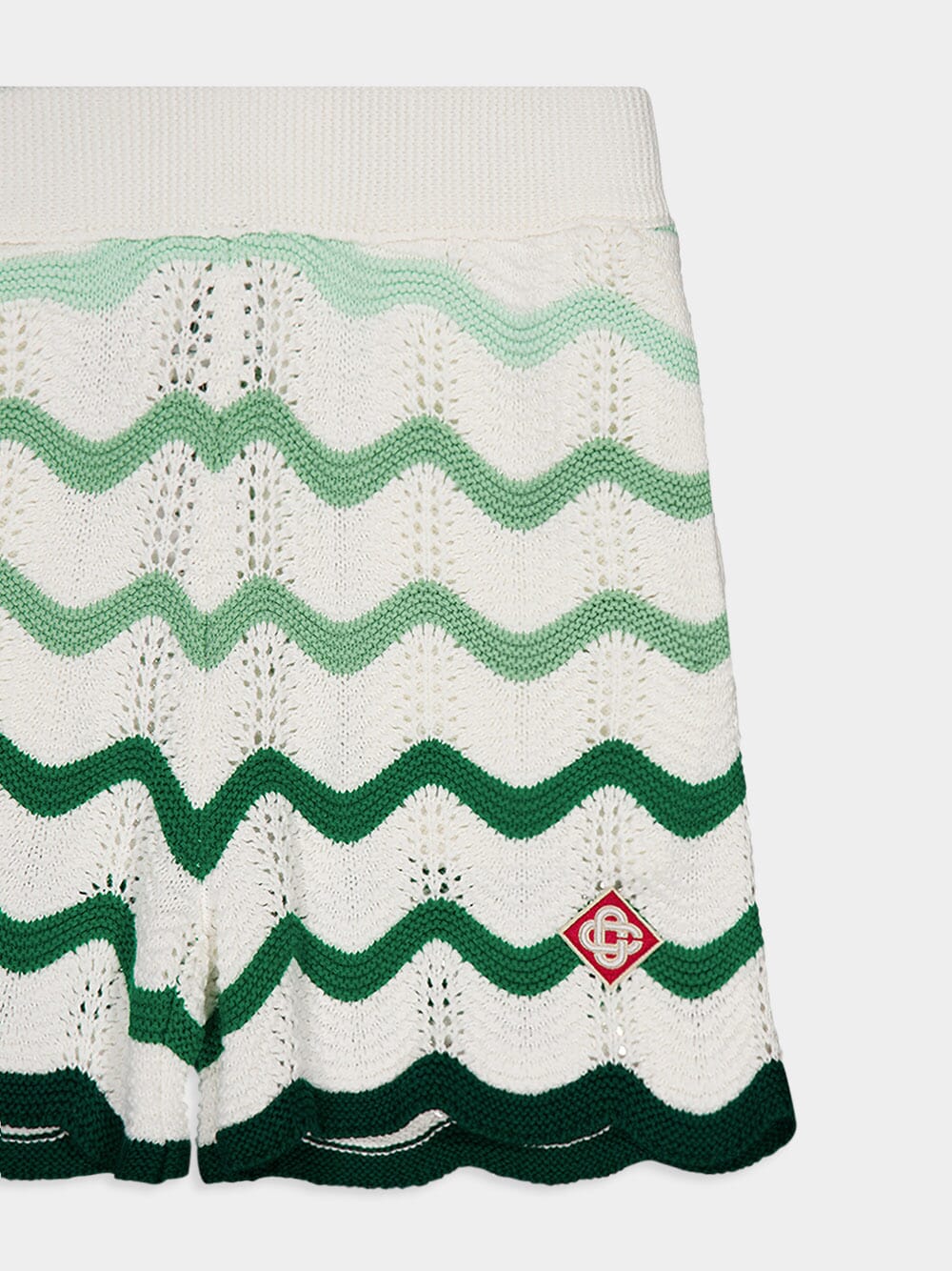 CasablancaWave Pattern Knit Shorts at Fashion Clinic