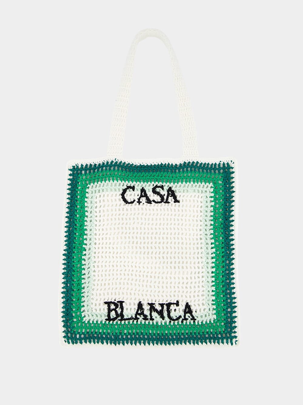 CasablancaWhite and Green Crochet Tote at Fashion Clinic