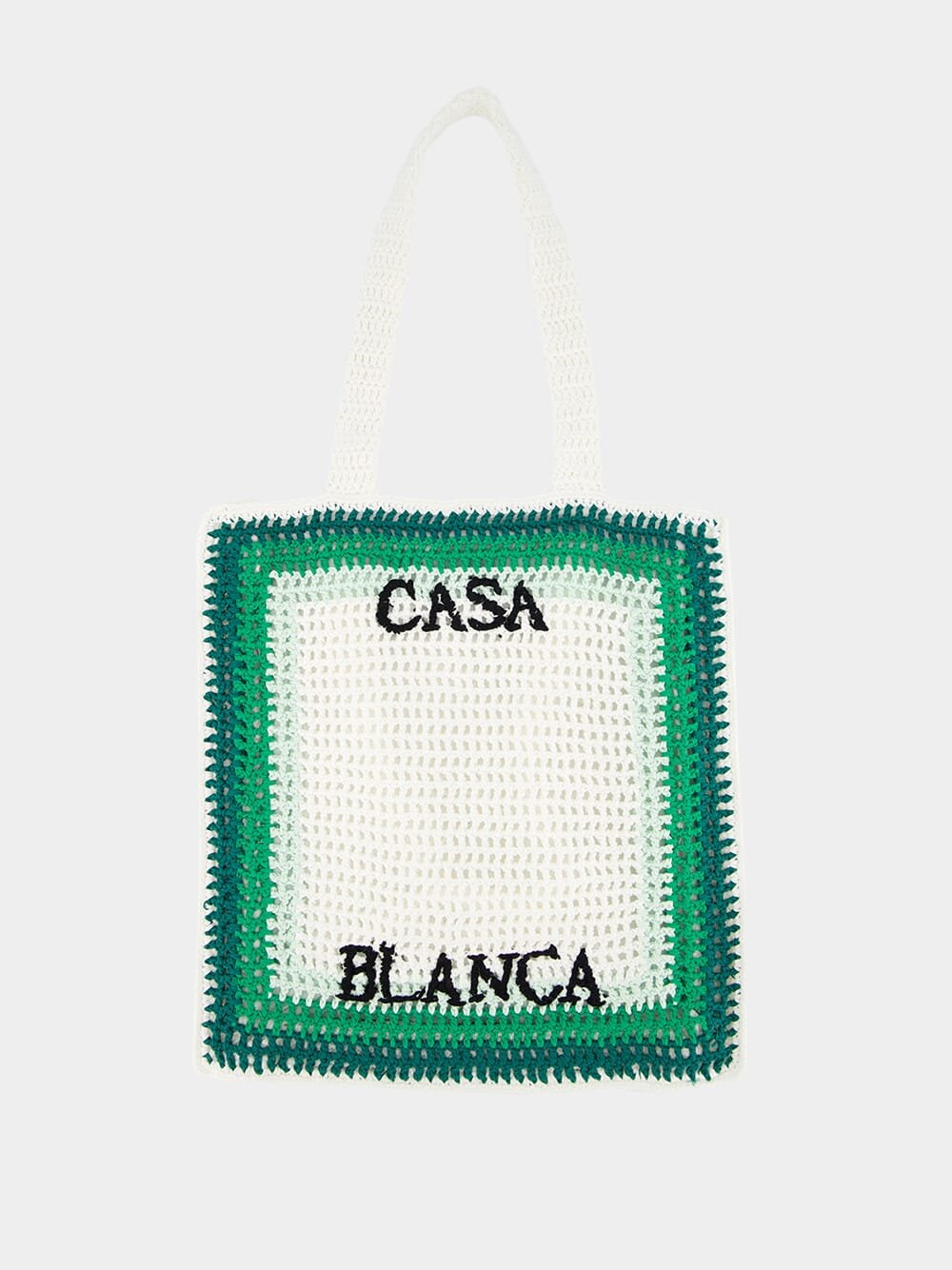 CasablancaWhite and Green Crochet Tote at Fashion Clinic