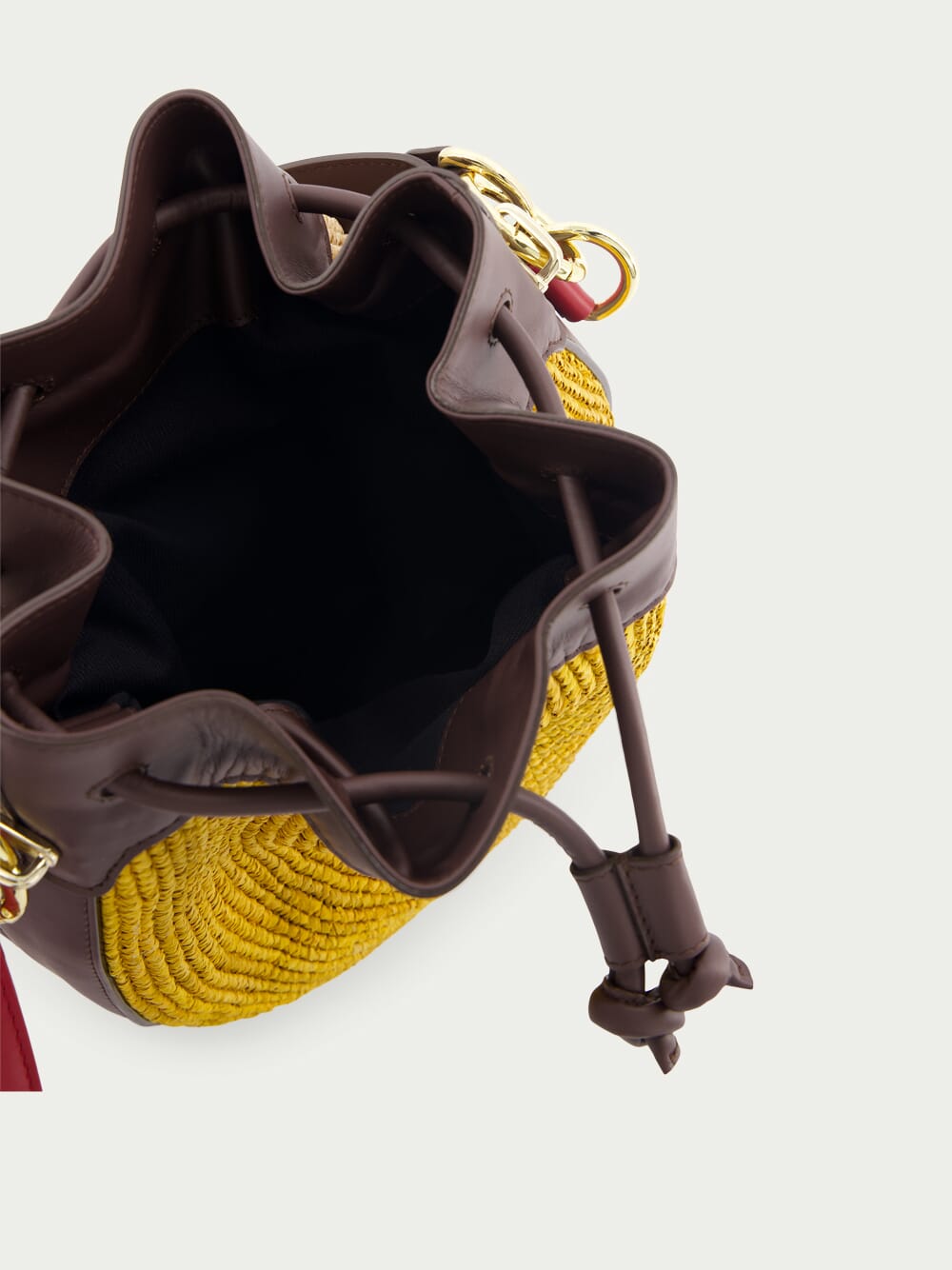 ColvillePudding Colour-Block Raffia Bucket Bag at Fashion Clinic