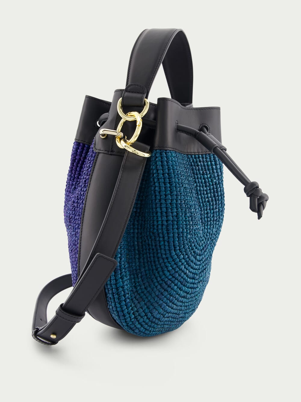 ColvillePudding Colour-Block Raffia Bucket Bag at Fashion Clinic