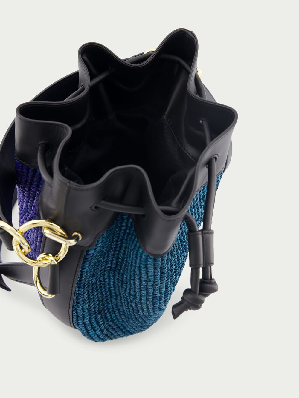 ColvillePudding Colour-Block Raffia Bucket Bag at Fashion Clinic