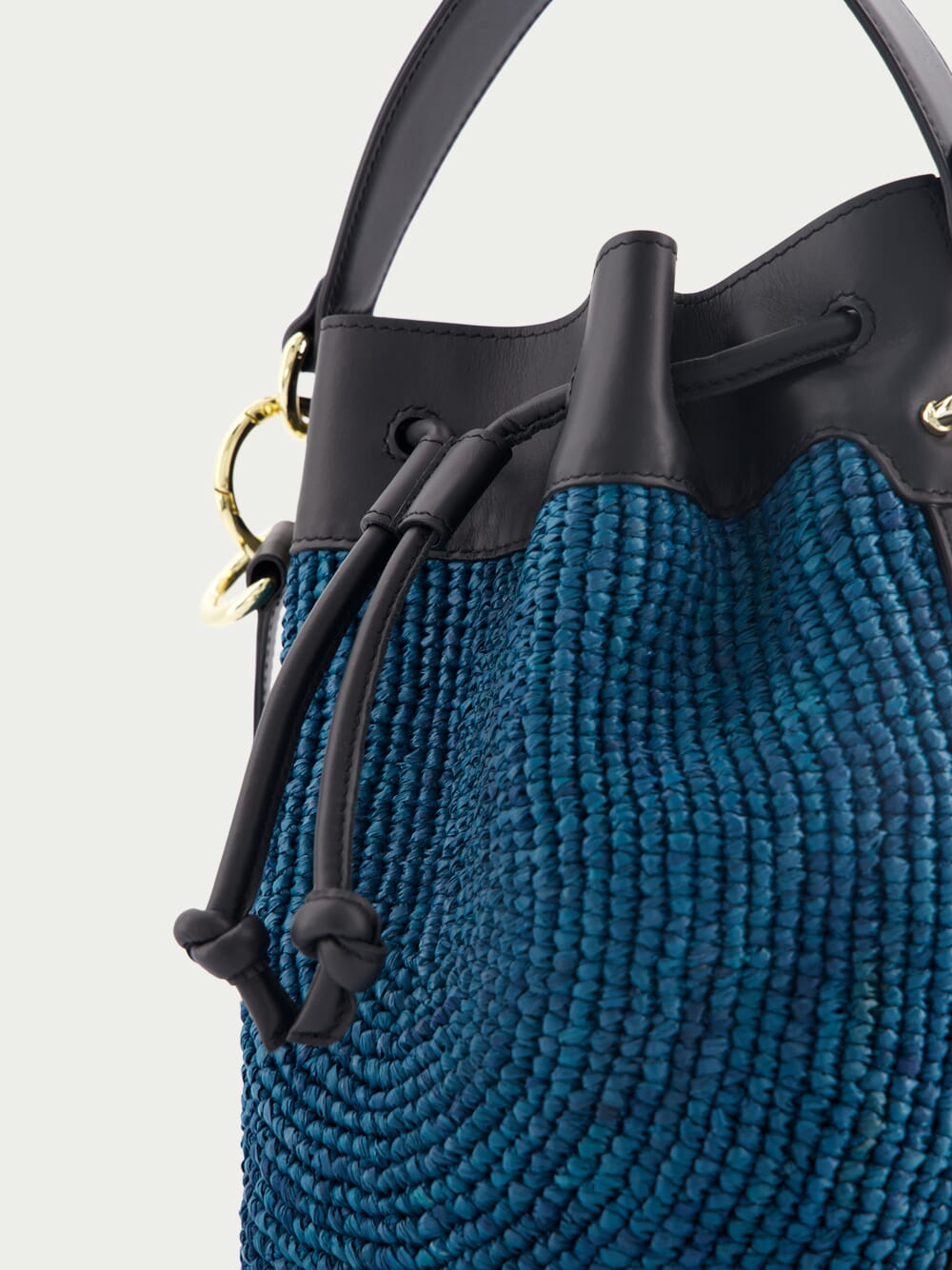 ColvillePudding Colour-Block Raffia Bucket Bag at Fashion Clinic