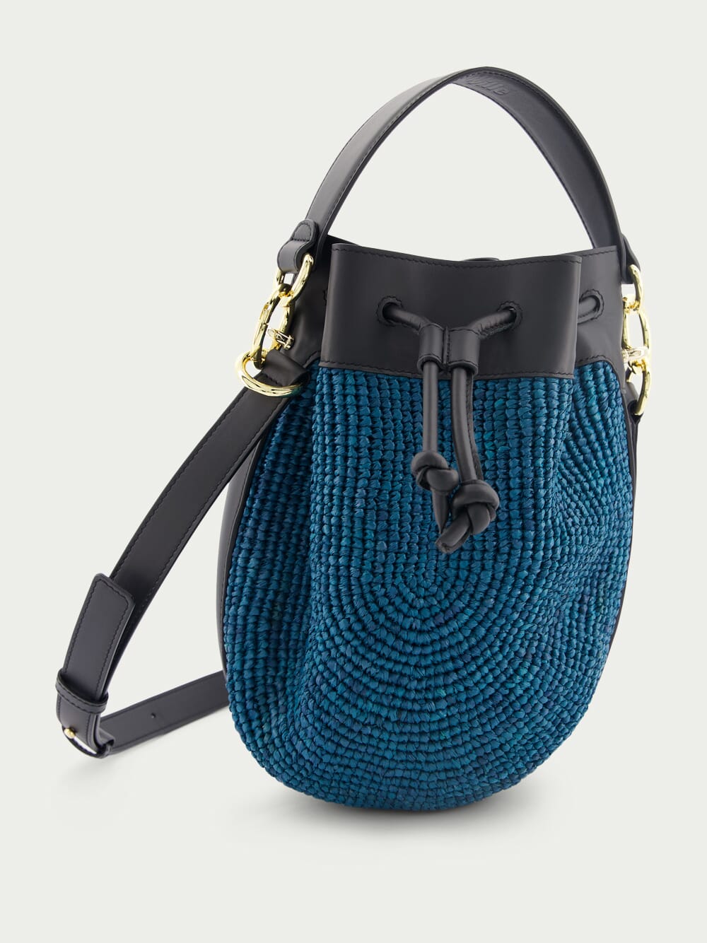 ColvillePudding Colour-Block Raffia Bucket Bag at Fashion Clinic