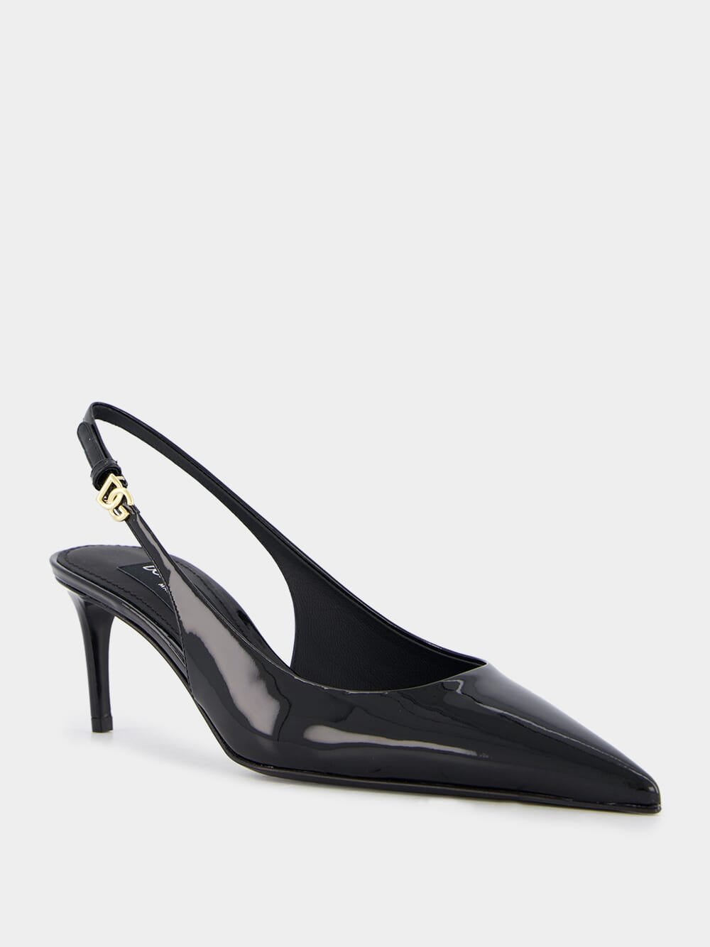 Dolce & GabbanaBlack Leather 60mm Slingback Heels at Fashion Clinic