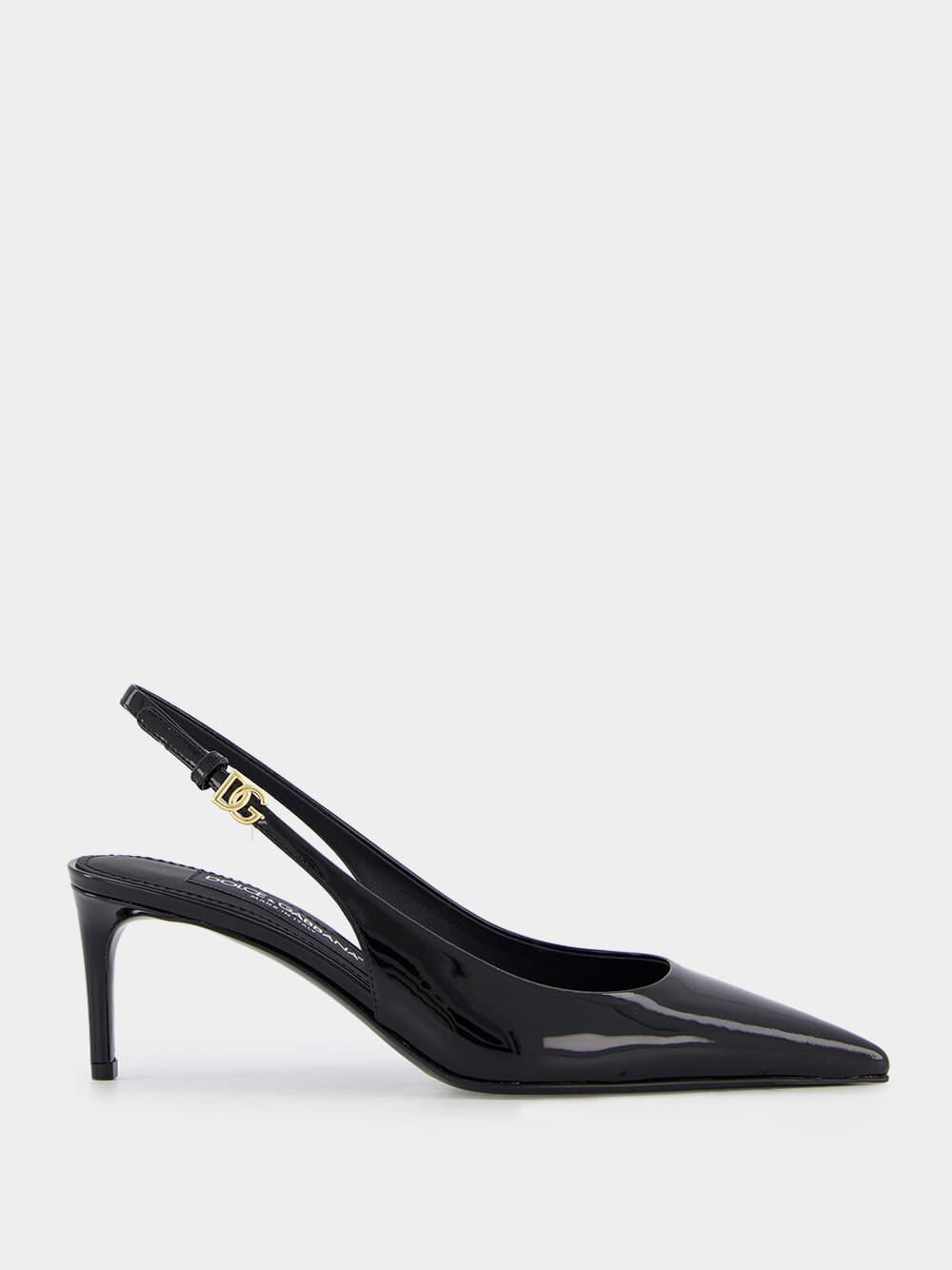 Dolce & GabbanaBlack Leather 60mm Slingback Heels at Fashion Clinic