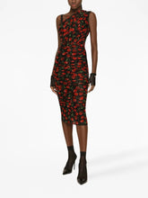Dolce & Gabbana Cherry-Print Ruched Midi Dress