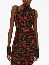 Dolce & Gabbana Cherry-Print Ruched Midi Dress