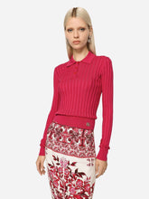 Dolce & Gabbana Cropped Polo Shirt In Ribbed Silk