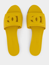 Dolce & Gabbana DG Logo Yellow Calfskin Sliders