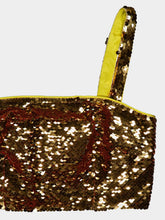 Dolce & Gabbana Gold Sequined Crop Top With Straps