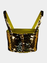 Dolce & Gabbana Gold Sequined Crop Top With Straps