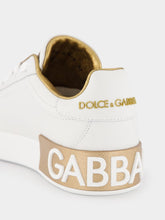 Dolce & Gabbana Portofino Gold Leather Sneakers
