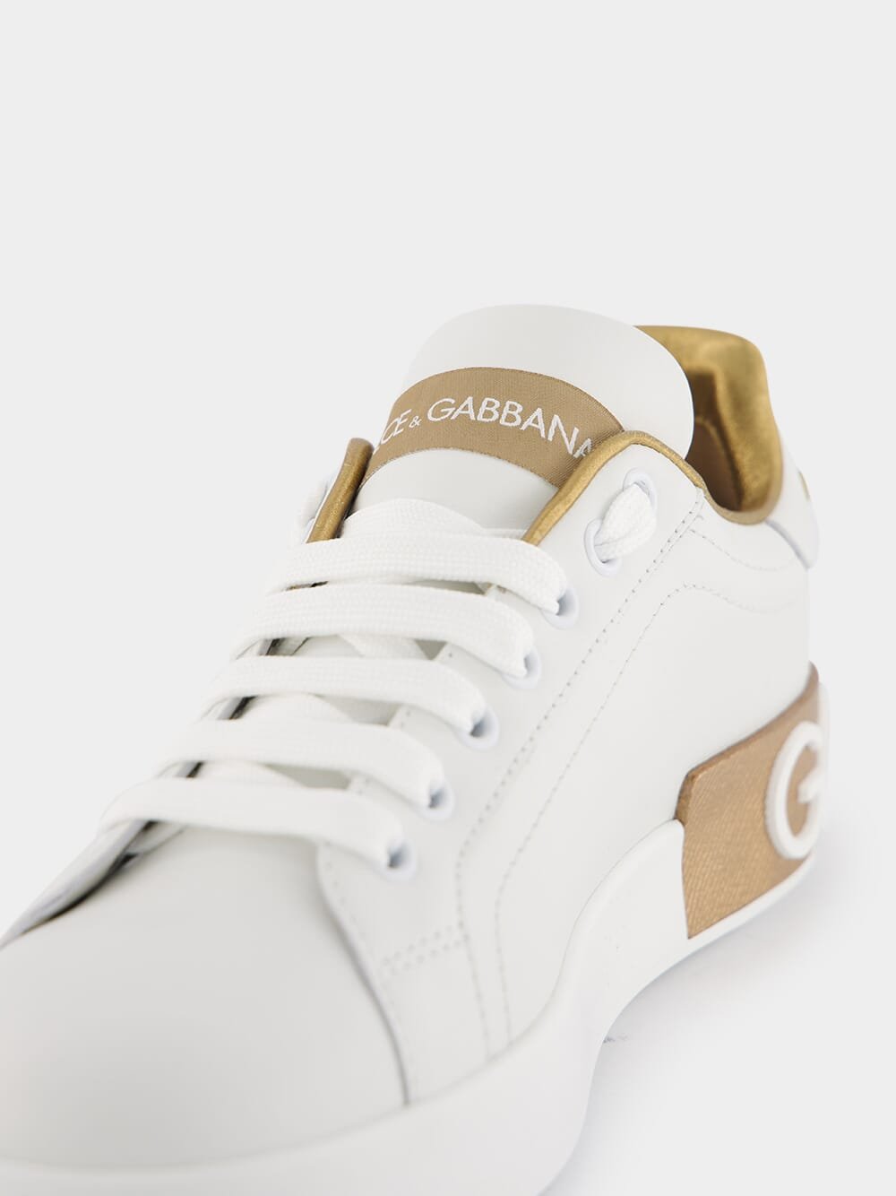 Dolce Gabbana Portofino Gold Leather Sneakers Fashion Clinic