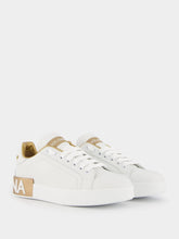 Dolce & Gabbana Portofino Gold Leather Sneakers