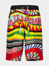 Dolce & Gabbana Silk Twill Shorts With Carretto Print