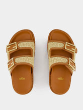 Fendi Double-Band Flat Leather Slides