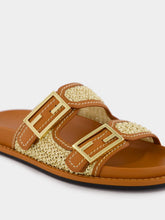 Fendi Double-Band Flat Leather Slides