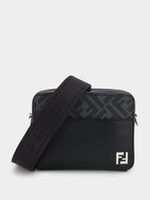 Fendi FF-Plaque Leather Messenger Bag