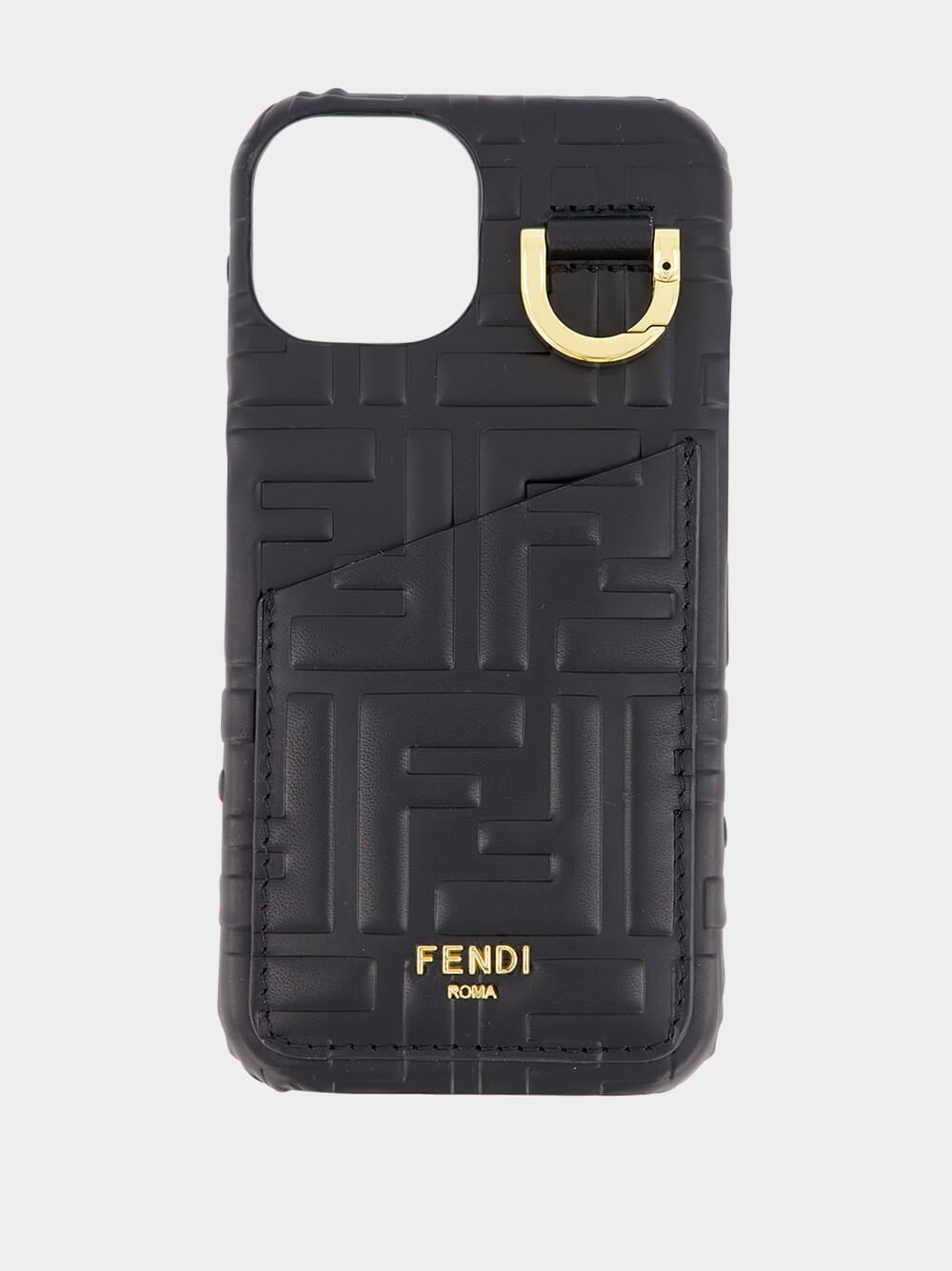 Fendi iPhone 14 Leather Case Black Fashion Clinic