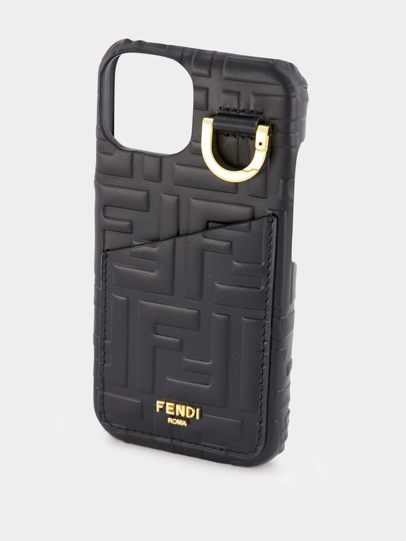 Fendi iPhone 14 Leather Case Black Fashion Clinic